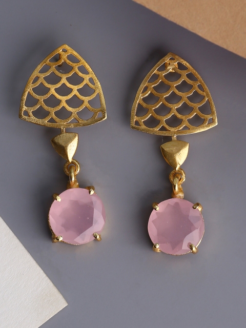 Shoshaa Pink Gold Plated Circular Drop Earrings