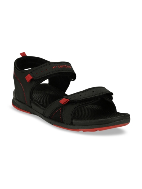 Campus Men Black & Red Solid Sports Sandals