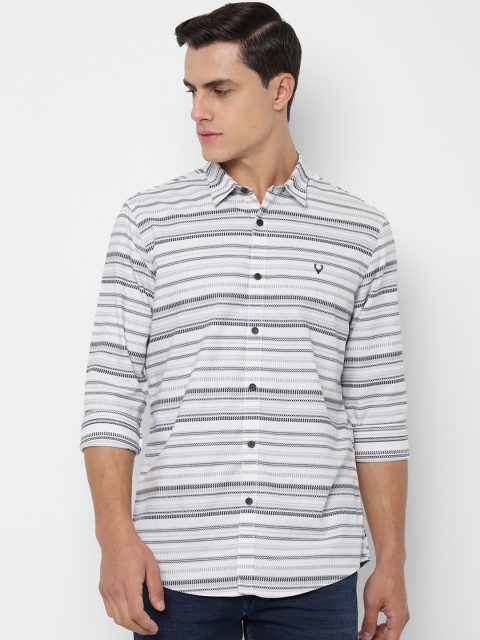 Allen Solly Sport Men White Regular Fit Striped Casual Shirt
