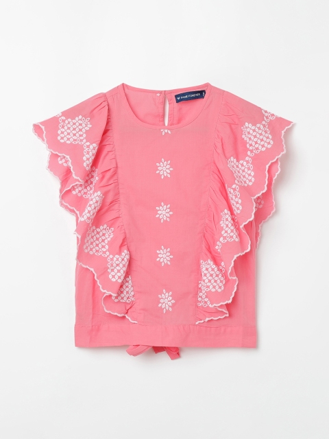 Fame Forever by Lifestyle Girls Pink Embroidered Tiered Top