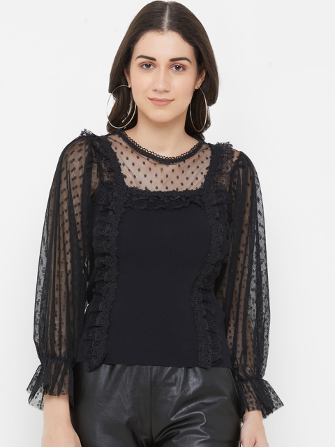 bebe Women Black Self Design Top