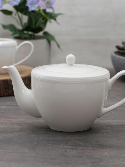 Pure Home and Living White Ceramic Tea Pot with Lid