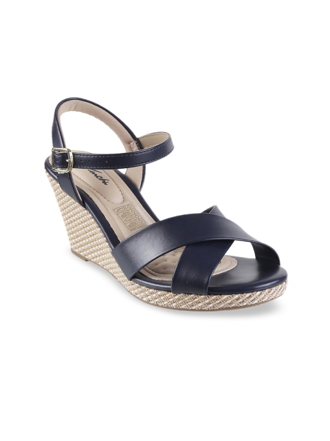 Metro Women Navy Blue Solid Heels