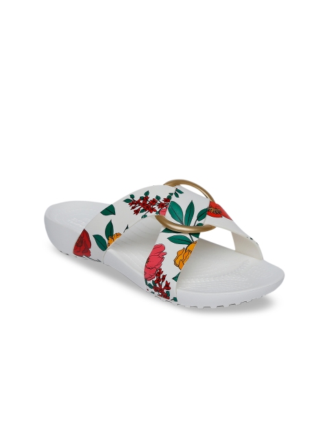 Crocs Serena Women White Red Printed Sliders