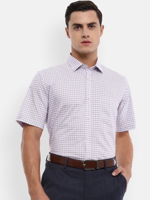 Van Heusen Men Lavender & Grey Regular Fit Checked Formal Shirt