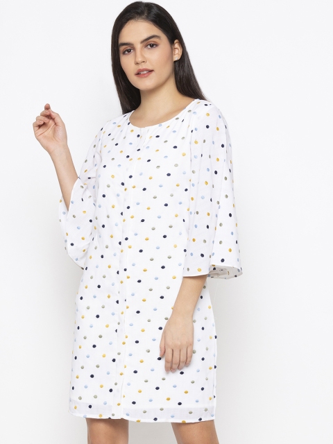 Iti Women White Printed A-Line Dress