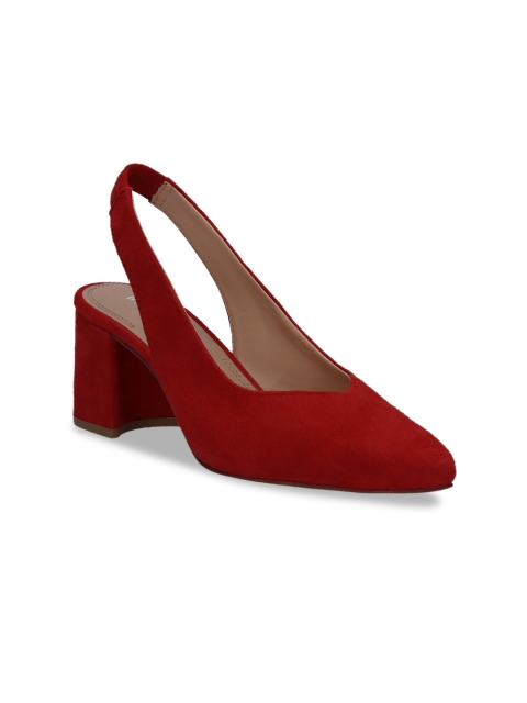 Bugatti Women Red Solid Suede Pumps