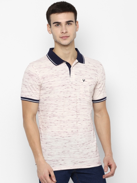 Allen Solly Men Cream-Coloured Solid Polo Collar T-shirt