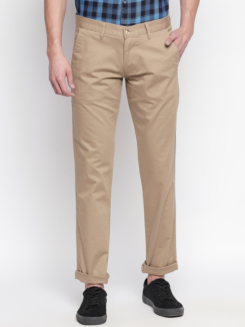 Easies Men Brown Slim Fit Solid Chinos