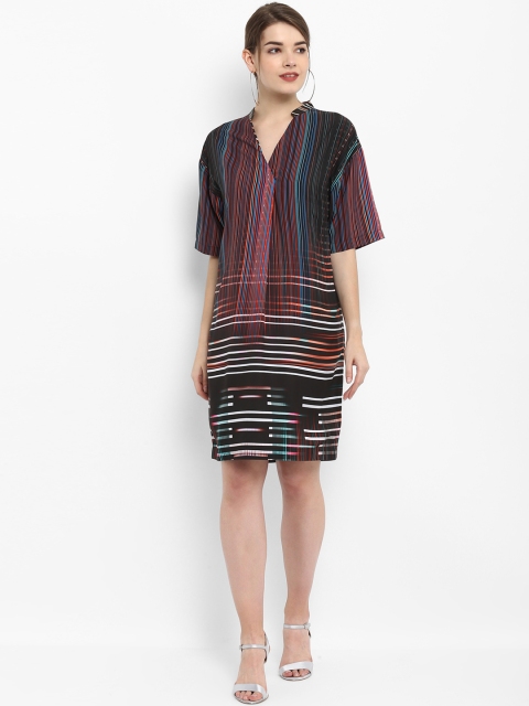 FOSH Women Pink Striped Sheath Dress