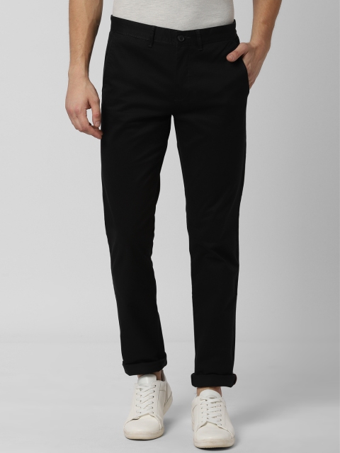 Peter England Casuals Men Black Slim Fit Solid Regular Trousers