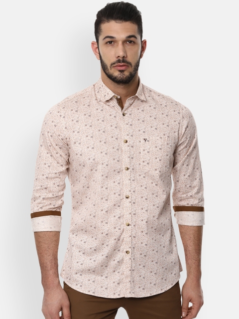 Van Heusen Sport Men Beige & Brown Slim Fit Printed Casual Shirt