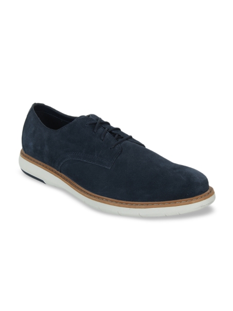 Clarks Men Navy Blue Suede Derbys