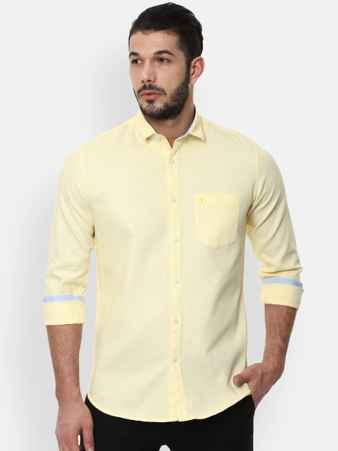 Van Heusen Sport Men Yellow Slim Fit Solid Casual Shirt