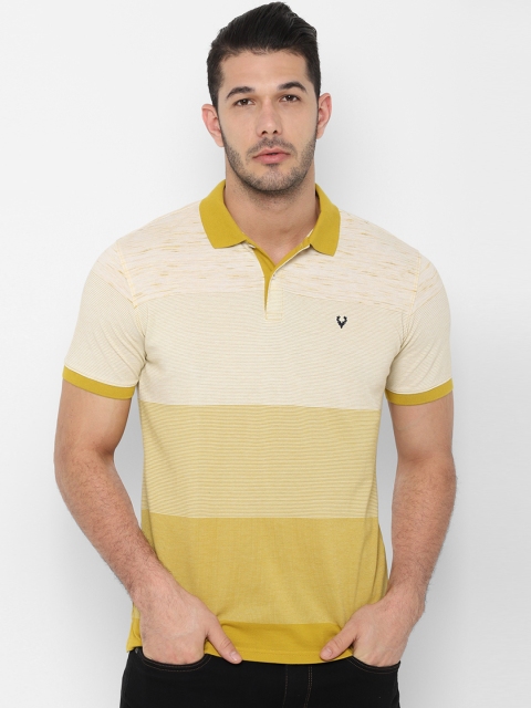 Allen Solly Men Mustard Colourblocked Polo Collar T-shirt