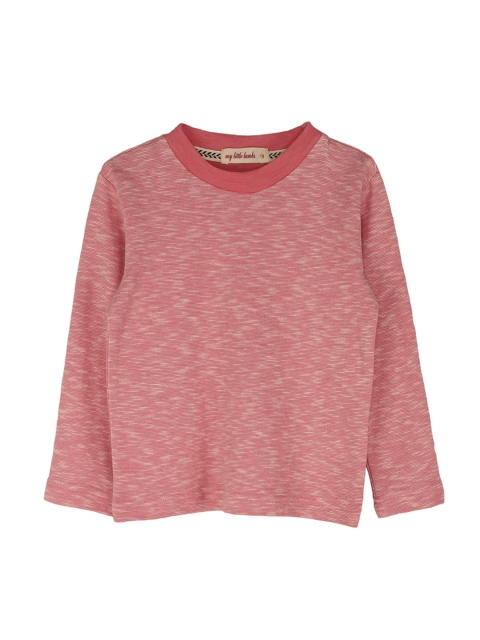 My Little Lambs Boys Pink Solid Round Neck T-shirt