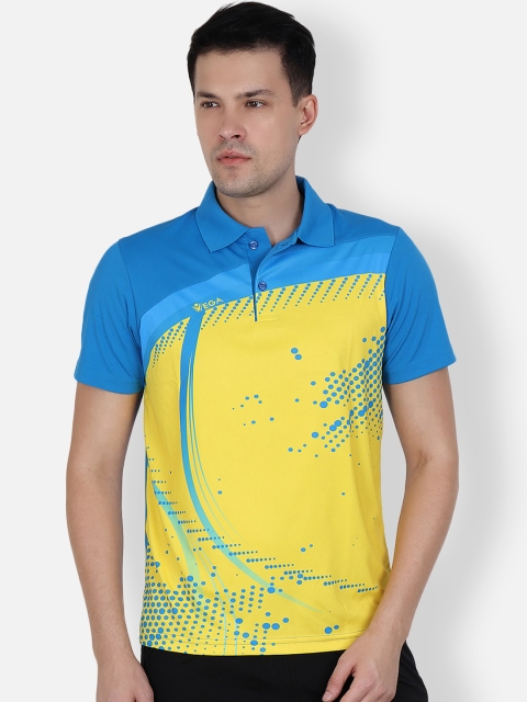 VEGA Men Yellow Colourblocked Polo Collar T-shirt