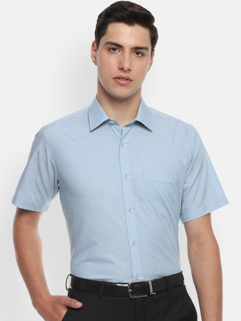 Van Heusen Men Blue Regular Fit Solid Formal Shirt