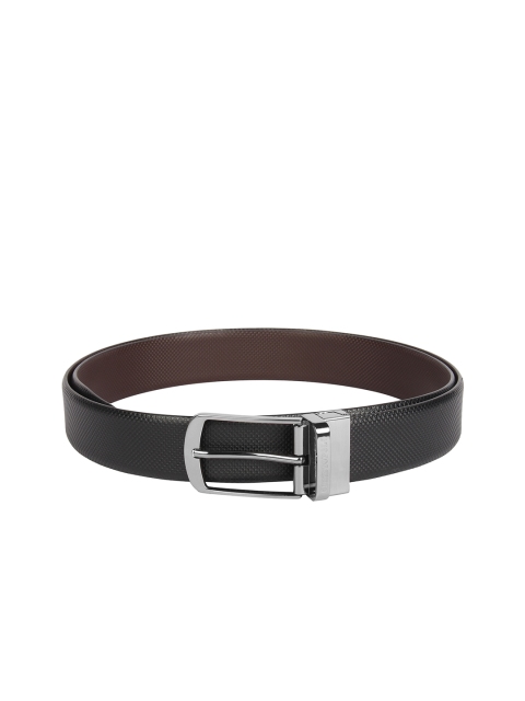 CHRISTOPOLO Men Black & Brown Leather Reversible Belt