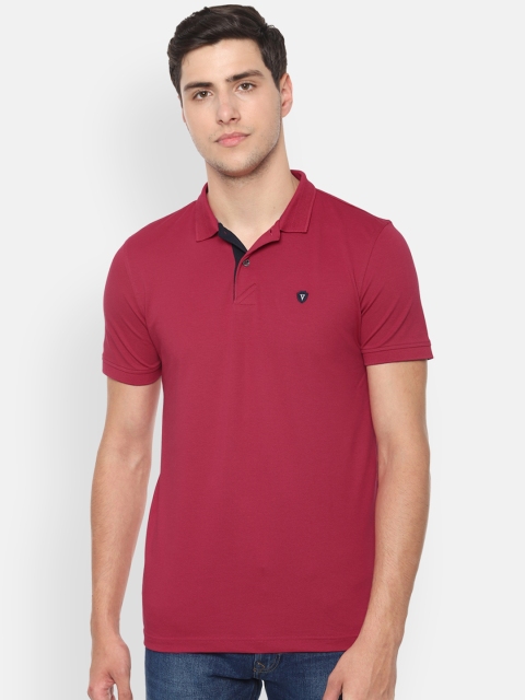 Van Heusen Sport Men Red Solid Polo Collar T-shirt