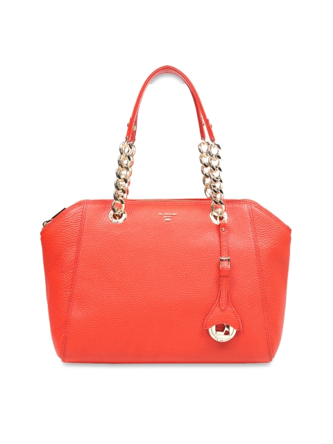 Da Milano Coral Pink Solid Leather Shoulder Bag