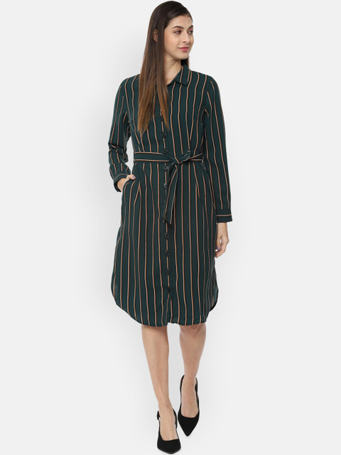 Van Heusen Woman Green Striped Shirt Dress 
Van Heusen Woman Green Striped Shirt Dress