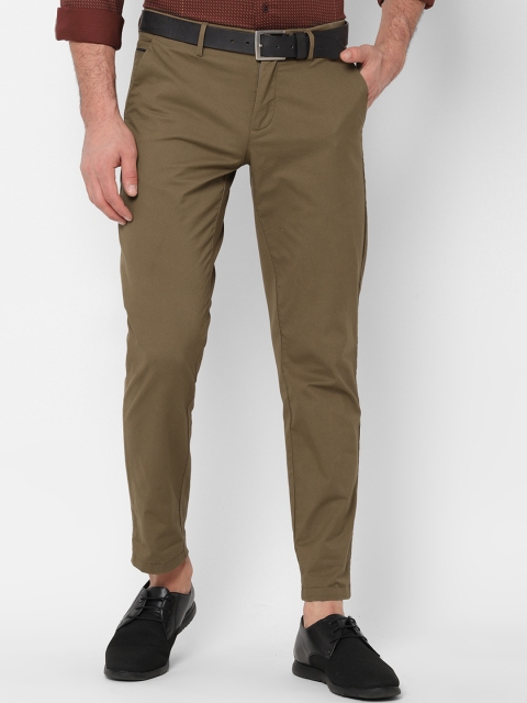 Allen Solly Men Khaki Brown Slim Fit Solid Formal Trousers