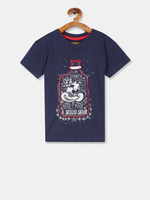 Cherokee Boys Navy Blue Printed Round Neck T-shirt