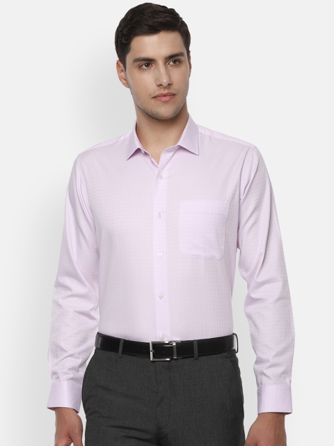 Van Heusen Men Lavender Slim Fit Checked Formal Shirt