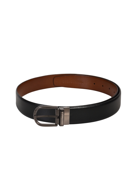 CHRISTOPOLO Men Black & Brown Solid Genuine Leather Reversible Belt