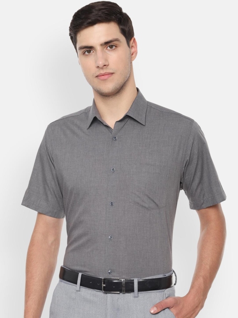 Van Heusen Men Grey Regular Fit Solid Formal Shirt