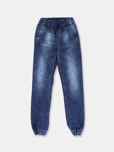 Flying Machine Boys Blue Jogger Mid-Rise Clean Look Jeans