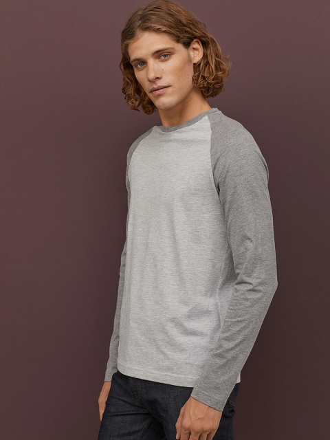 H&M Men Grey Baseball Top