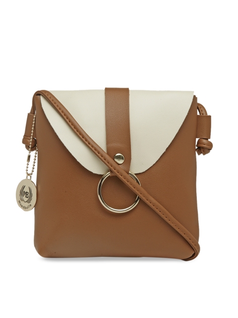 Moedbuille Brown & Off-White Colourblocked Sling Bag