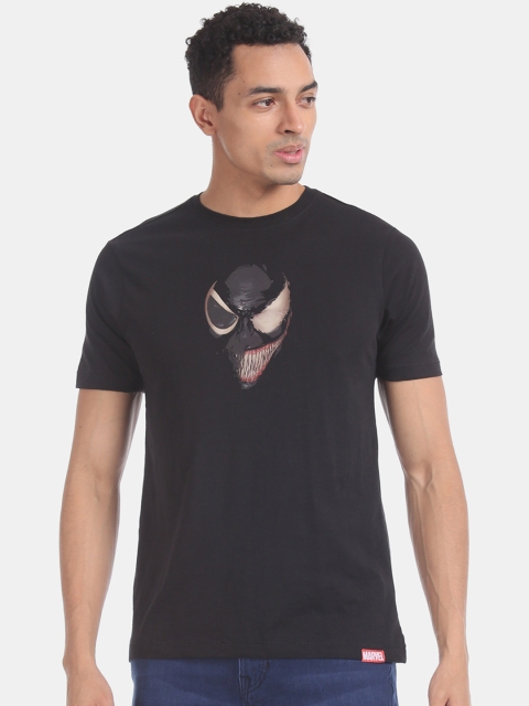 Colt Men Black Venom Printed Round Neck Slim Fit T-shirt