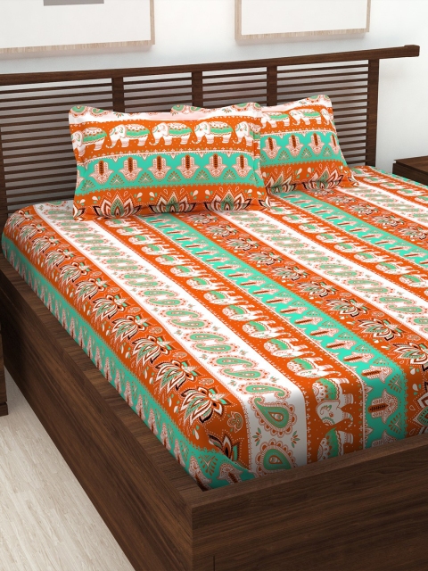Story@home Orange & Green Ethnic Motifs 152 TC Cotton 1 Queen Bedsheet with 2 Pillow Covers
Story@home Orange & Green Ethnic Motifs 152 TC Cotton 1 Queen Bedsheet with 2 Pillow Covers