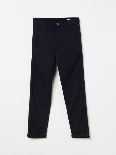 Bossini Boys Navy Blue Regular Fit Solid Regular Trousers