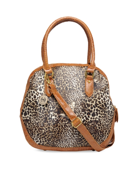 Moedbuille Beige & Brown Printed Handheld Bag