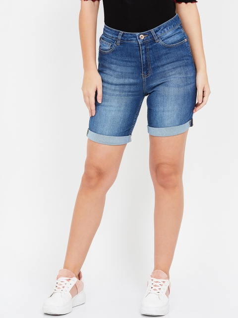 Ginger by Lifestyle Women Blue Washed Regular Fit Denim Shorts