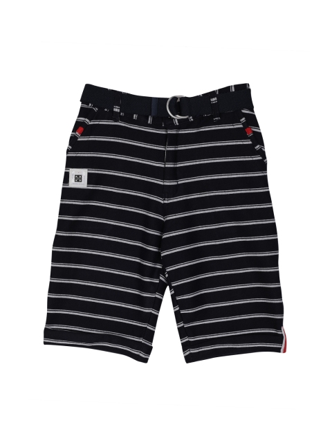 Noddy Boys Navy Blue Striped Regular Fit Shorts