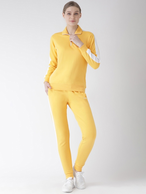 GRIFFEL Women Yellow & White Side-Striped Tracksuit