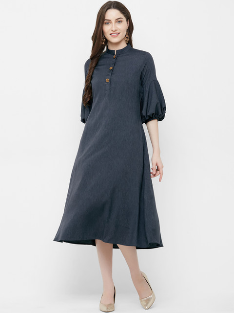INDE by MISH Women Charcoal Grey & Navy Blue Solid A-Line Dress
INDE by MISH Women Charcoal Grey & Navy Blue Solid A-Line Dress