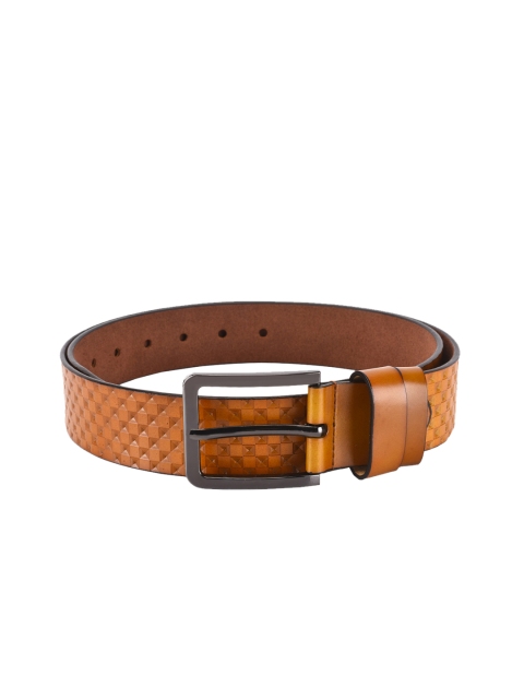 BuckleUp Men Tan Brown Checked Belt