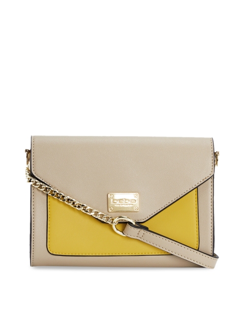 bebe Mustard & Beige Colourblocked Sling Bag
