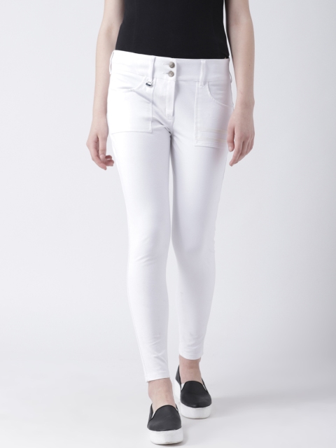 JUMP USA Women White Slim Fit Solid Anti Fit Trousers