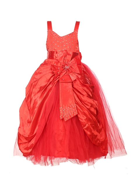 Samsara Couture Girls Red Embellished Maxi Dress