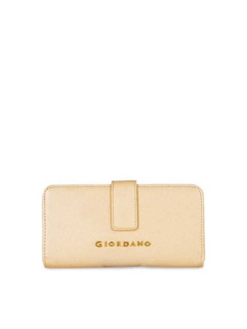 GIORDANO Women Gold-Toned Solid Two Fold Wallet