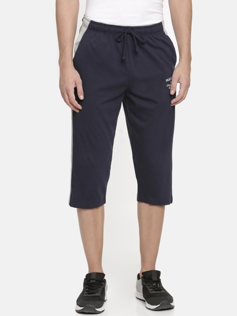 Macroman M-Series Men Navy Blue Printed Regular Fit Sports Shorts