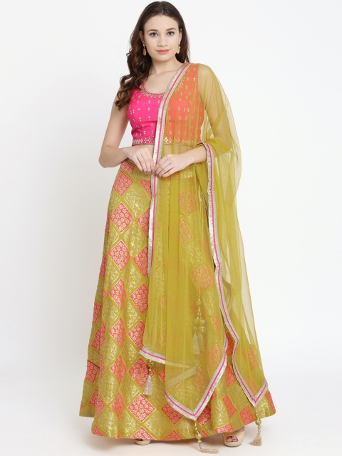Koskii Yellow & Pink Embellished Brocade Ready to Wear Lehenga & Blouse with Dupatta
Koskii Yellow & Pink Embellished Brocade Ready to Wear Lehenga & Blouse with Dupatta