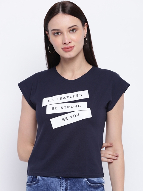 Everlush Women Navy Blue Printed Top